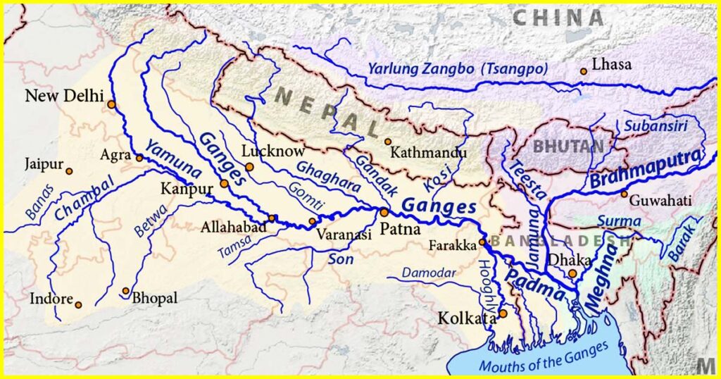 Map of Ganga River || গংগা নদীৰ মানচিত্ৰ